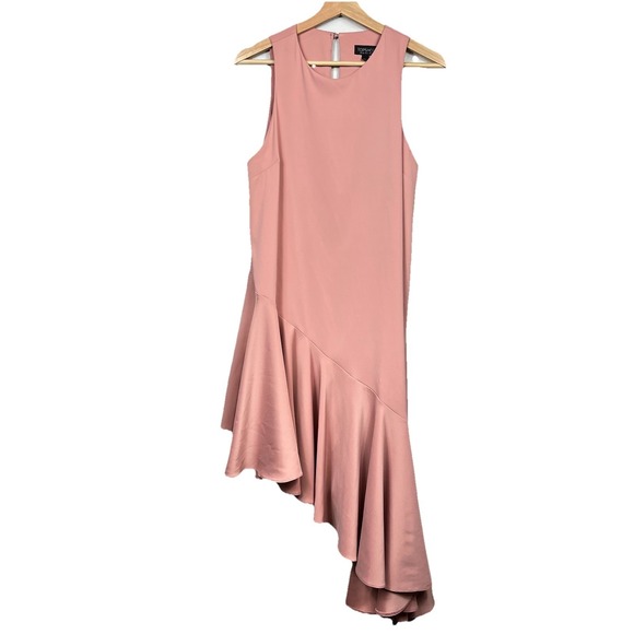 Topshop Dresses & Skirts - Topshop Asymmetrical Ruffle Midi Dress Dusty Rose Size 8 Prom Soft Girl Romantic